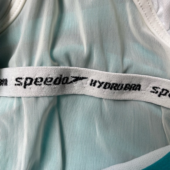 Speedo Enduarnace + shirred turquoise one piece swimsuit. Size 10 - Picture 5 of 10